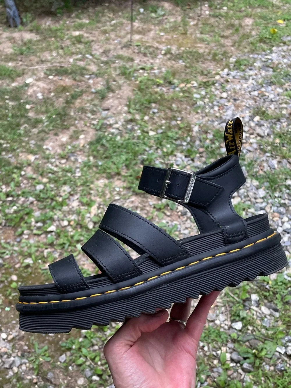 Dr Martens Blaire Platform Black Sandals Size 8